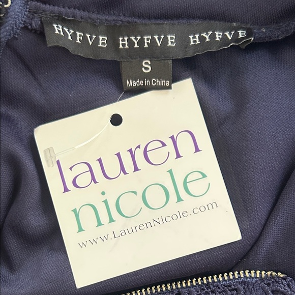 NWT Lauren Nicole What a Doll Dress Navy crochet Floral Lace Halter Mini Dress S - Picture 2 of 12